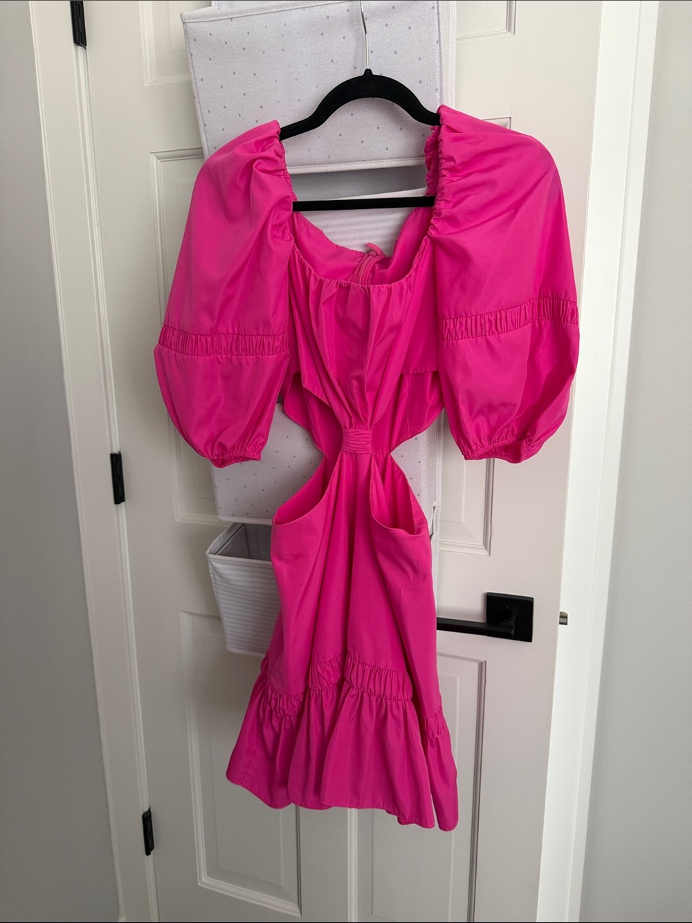 Alexis Hot Pink Puff-Sleeve Mini Dress